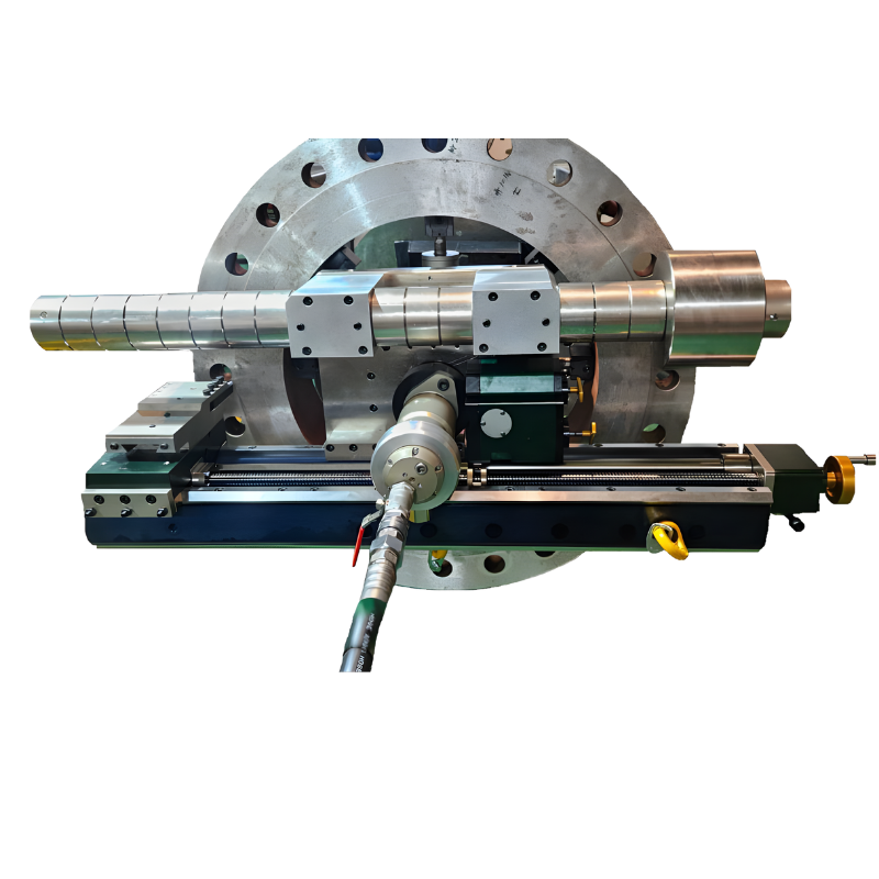 A close-up of the AF1660 industrial machining tool with a metal workpiece on a rotary base, showing precision components and linear guide rails against a plain white background.